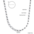 Detail of silver-tone stainless steel tennis necklace with 6.6x3mm rectangular crystals - Light Blue (NE2D010AS)