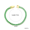 Detail of 18k gold plated tennis bracelet with green oval gemstones and secure clasp - 17cm/5g / Gold (BR26820JG)