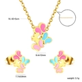 Sweet enamel butterfly jewelry set with pink and blue wings in golden stainless steel - Pink Blue Butterfly Style (SE26220MG)