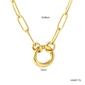 Golden stainless steel oval link necklace with 14mm round clasp, 45cm long, 7g weight - Gold Round Clasp Necklace Chain (NE2E8201G)