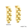 Polierten goldene Edelstahl-Ohrringe im Armband-Design, Maße 8x26,3mm für Damen - Uhrenarmband Kettenstil (EA5B9801G)