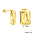 Orecchini rettangolari dorati con trama ondulata, dimensioni 13x17,5mm e peso 5,4g dettaglio - Stile Rettangolo Opaco Ondulato (EA5C3401G)