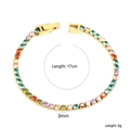 Golden tennis bracelet with 3mm multi-color zircons, 17cm length and 5g weight - Gold Multicolor Round Style (BR26833MG)