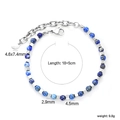 Pulsera bohemia de cuentas de lapislázuli azul con colgante de luna de acero inoxidable - Lapislázuli Plata Cuadrado Luna (BR28560MS)