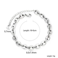 Silver stainless steel coffee bean link bracelet with heart pendant on white background - Silver Stainless Steel Coffee Bean Bracelet with Heart Charm (BR286001S)