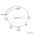Silver stainless steel bracelet with white shell charm and crystal, 18 plus 5cm length - Shell Crystal Moon Charm (BR28590AS)