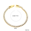 3mm gold stainless steel tennis bracelet with sparkling zircons, 17cm length, 5g weight - Gold Clear Round Style (BR26833AG)