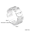 Anello regolabile geometrico traforato in acciaio inossidabile finitura argento - Stile Regolabile Rettangolare Cavo Argento (RI164307S)