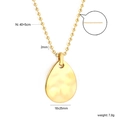 Collana in acciaio inossidabile placcata oro 18K con ciondolo ovale martellato e catena a sfere - Stile Martellato a Goccia (NE2E8401G)