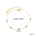 Bracelet doré en acier inoxydable avec cinq pierres gouttes vertes et dimensions - Bracelet fin à cinq pierres en forme de goutte (BR28190JG)