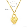 18K gold plated heart lock pendant necklace with sunburst texture and adjustable chain - Gold Heart Lock Style (NE2F4601G)