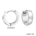 Detaillierte Größentabelle mit 2.9x10.8mm Maßen und 1.6g Gewicht für silberne Creolen - Stahlfarbe (EA302901S)