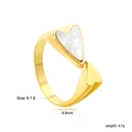 Detailed view of heart-shaped gold ring with white marble inlay and size specifications - US 6 / Gold White Shell Heart Style (RI1598A6-8G)