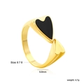 Detail of gold heart bypass ring with black enamel accent and size 6 7 8 specifications - US 6 / Gold Black Heart Style (RI1598B6-8G)