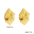 Orecchini a foglia intrecciata in oro 18K con design geometrico a righe eleganti - Stile Foglia Torta (EA594401G)
