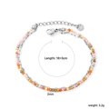 Detailed view of colorful 2mm bead necklace with S.steel lobster clasp and size info - Double Layer Colorful Beads Silver Bracelet (BR28440MS)
