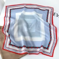 Elegant geometric square silk scarf in red and blue pattern for stylish hair or neck styling - 53x53cm / Light Blue