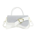 White box handbag with sparkling silver flap and gold D-buckle detail for women - Off White