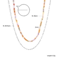 Detailed view of 40cm multicolor beaded layer and 45+5cm silver stainless steel chain necklace - Double Layer Colorful Beads Silver Necklace (NE2E9001S)