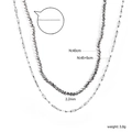 Dettaglio delle dimensioni della collana a doppio strato in acciaio inox con perline - Catena con Perline a Doppio Strato Argentata (NE28660CS)