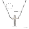 Sparkling crystal cross pendant necklace in silver with 42+5cm adjustable chain link - Silver Cross Necklace (NE2D680AS)