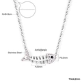 Macro view of crystal-set stainless steel fishbone necklace with 18K gold plating - Silver Fishbone Necklace (NE24960AS)