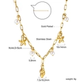 Collar de acero inoxidable chapado en oro con colgantes de estrella de mar, concha y perlas - Collar de Cadena Gruesa de Oro Con Estrella de Mar Concha y Perla (NE2B210AG)