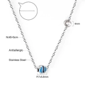 Detail van antiallergische roestvrijstalen visketting met blauw email en zirkoon - Zilver Blauw-Zwart-Wit Tropische Vis Stijl (NE2576JBS)