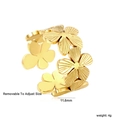 18K vergoldeter Blumenring für Damen, größenverstellbares Design mit Blumenmuster - Einstellbar Offen / Goldenes 3D Blumenmuster (RI165307G)