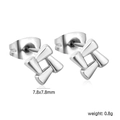 Minimalist silver geometric stud earrings featuring a hollow swirl design in stainless steel - Geometric Twisted Square (EA140601S) / Silver