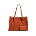 Caramel suede tote bag with leather straps and matching small coin purse pendant - Caramel color