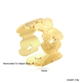 Detail view of 12mm wide gold butterfly ring with bear silhouette and adjustable size - Butterfly Bear Hollow (RI164507G)