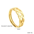Details von 18k Goldring mit gewebtem Design, 6,8mm Breite und verstellbarer offener Ringschiene - Dreiliniiges Flecht-Design (RI164408G)