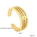Adjustable cross-layered golden stainless steel ring with 7.9mm width and beaded texture - US 8 / Beaded Braided Knot Style (RI155801G)