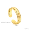 Adjustable golden link ring detail showing 5.3mm width and 1.8g lightweight design - US 8 / Hollow Chain Style (RI156101G)