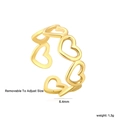 Detail of adjustable gold heart-shaped ring with 6.4mm width and镂空 design - Gold (RI164807G)
