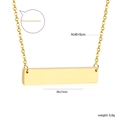 Detail of 45+5cm adjustable chain and 35x7mm golden bar pendant with size annotations - Gold Small Style (NE220301G)
