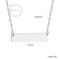 Detail of 35x7mm stainless steel bar pendant showing link chain and lobster clasp - Silver Small Style (NE220301S)