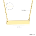 Detailed size specifications of the gold rectangular bar pendant with adjustable chain length - Gold Large Style (NE220201G)