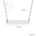 Detailed size specifications for the stainless steel bar necklace pendant and chain - Silver Large Style (NE220201S)
