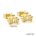 Minimalist gold-plated stainless steel crown stud earrings for women with tiny ball detail - Gold (EA141301G)