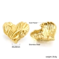 Dettaglio orecchini a cuore in acciaio inossidabile dorato 35x28mm con trama a onde - Grande Texture Increspata Dorata(EA595801G)