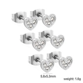 Herz-Ohrstecker aus Silber-Edelstahl mit drei Mikro-Kristallen und Schmetterlingsverschluss - Silber (1 Karte 3 Paare)