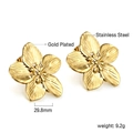 Orecchini a fiore in acciaio inossidabile dorato spazzolato con petali da 29,8 mm - Stile Petalo di Fiore Dorato (EA595501G)