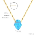 Collana mano di Fatima in acciaio inossidabile dorato con pendente opale blu - Stile Oro (NE2D230JG)