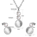 Ensemble bijoux en acier inoxydable avec collier pendentif opale ronde et boucles d'oreilles - Style Rond Œil de Chat (SE201301S) / Argenté