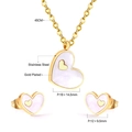 Detailed size and material specs for gold-plated heart necklace and earrings set - Gold White Shell Heart (SE24230AG)