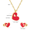 Detailed size parameters for gold-plated heart necklace and earrings jewelry set - Gold Red Hollow Heart (SE24230EG)
