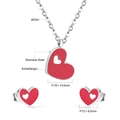 Detailed size specifications for stainless steel red heart necklace and earrings set - Silver Red Hollow Heart (SE24230ES)