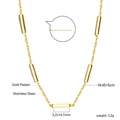 Detail showing 18K gold plated interlocking link chain with 45+5cm length and dimensions - Hollow Rectangular Style (NE2C3801G)